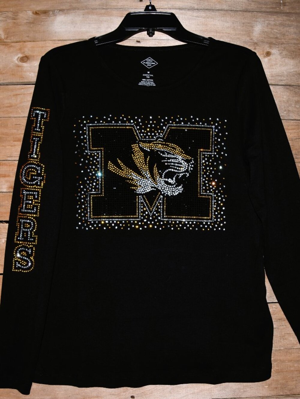 Missouri Tigers rhinestone long sleeve RN black shirt XS S M L XL XXL …